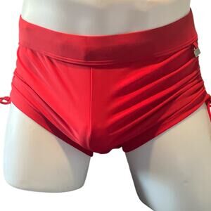 Andrew Christian Adjustable Swim Trunks Red Large